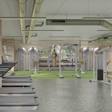 Fitness center with exercise equipment