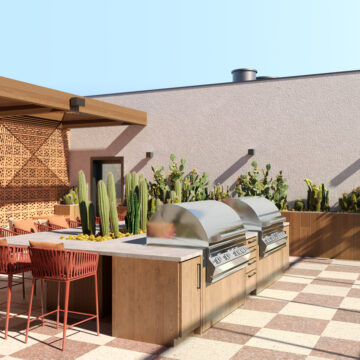 Rooftop grilling station