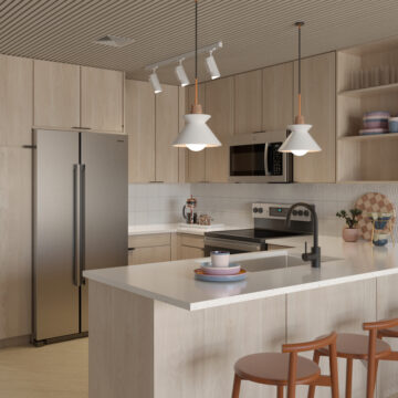 Apartment kitchen with modern appliances