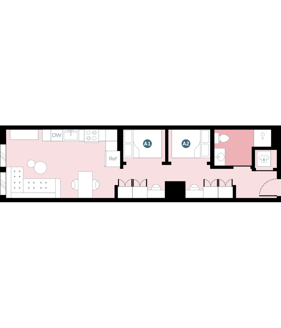 Rendering for Studio A floor plan